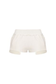 Shorts with distressed seam detailing.     Mini length   Two front side pockets   Two back flap pockets   Elastic waistband   Visible pocket bags    Materials: 100% Cotton  Color: White  Made in Turkey.  Model Measurements: Height 180 cm Bust 83 cm Waist 62 cm Hips 91 cm  Model Size: S Dry clean only Gifts For New Mums, Pearl Jewellery Earrings, Pocket Bag, June Birth Stone, Fashion Jewellery, Independent Designers Fashion, Jacket Sale, Gifts For New Moms, Badger