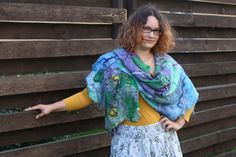 This blue purple blanket scarf is super soft to touch. Colorful bohemian scarf is also a true standout piece to look at. What a lovely felt scarf to warm you up and make a style statement! It is the most beautiful accessory to finish your unique boho chic style.  This sage green, baby blue and soft purple wool scarf is as unique as you are. It is made using lots of pure silk, tiny bit of softest merino wool and other yarn. Your skin is going to love it beyond believe!  Soft, luxurious felt scarf Bohemian Scarf, Purple Blanket, Bohemian Scarves, Felt Scarf, Bohemian Chic Fashion, Felted Scarf, Boho Scarfs, Bohemian Colors, Estilo Boho Chic