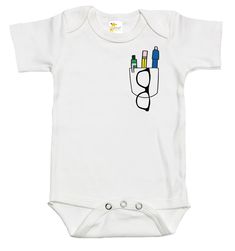 Rapunzie's adorable Baby Onesie with a unique twist! This onesie combines comfort, style, and a touch of nerdy charm that's perfect for your little one. Crafted with love, it features a delightful graphic of a pocket protector with glasses, along with cute pens and pencils, all neatly placed in the left chest pocket. Key Features: Comfortable Material: Made from 100% cotton, this baby onesie ensures ultimate softness and breathability, keeping your baby cozy and happy all day long. Short Sleeves Playful Short Sleeve Onesie With Cartoon Print, Fun Short Sleeve Onesie For Playtime, Fun Fitted Cotton Bodysuit, Fun Cartoon Print Onesie For Playtime, Fun Cotton Bodysuit For Playwear, Fitted Casual Onesie For Playtime, Fitted Short Sleeve Fun Bodysuit, Casual Fitted Onesie For Playtime, Fitted Short Sleeve Bodysuit With Cartoon Print