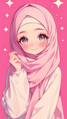 Muslimah Wallpaper, Islamic Anime, Cute Hijab Cartoon Wallpaper, Aesthetic Highlight Covers Instagram Pink, Hijab Anime, Anime Hijab, Hand Art Kids, Hijab Drawing, Aesthetic Profile Picture Cartoon Soft