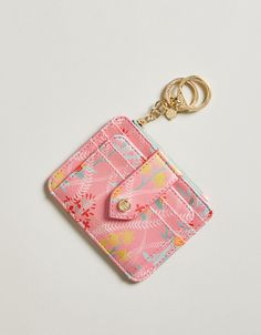 Keys & cards? There’s no better way to keep them together than with this simply chic wallet a la keychain. Open the snap closure for access to 5 card slots. Designed with a topiary vinyl, this little lovely is a utilitarian powerhouse. Women's Wallet Keychain Queenie Topiary Pink by Spartina 449 Wallet Keychain, Spartina 449, Cute Wallets, Cute Car Accessories, Key Wallet, Keychain Wallet, Simply Chic, Birthday Wishlist, Car Keychain