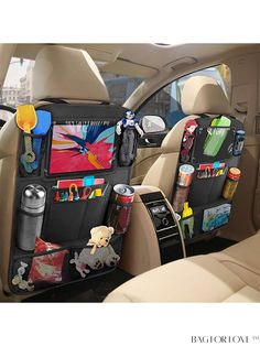 BagForLove - Premium Black Car Seat Storage Bag: Minimalist Car Backseat Organizer for Students Car Organization Kids, Car Backseat, Backseat Organizer, Car Storage Bag, Backseat Car Organizer, Car Seat Organizer, Pocket Storage, Trunk Organization, Cute Car Accessories