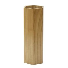 a tall wooden vase on a white background