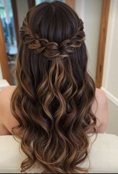 #hair #hairstyle #haircut #hairstylist #haircolor #hairfashion #haircare #hairideas #hairinspo #hairporn Half Up Curls, Quince Hairstyles For Long Hair, Quince Hairstyles With Crown, Quinceanera Hairstyles, Cute Curly Hairstyles, Quince Hairstyles, Peinados Fáciles Para Cabello Corto, Penteado Cabelo Curto