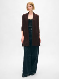 The longest-running piece at White + Warren, the Cashmere Trapeze Cardigan is a chic fingertip-length open sweater that works on every body type. No matter what color you choose, you'll want to wear this timeless style season after season. Details Straight fit. Long sleeve. Length in size small is 32 1/2". The model is 5'11" and is wearing a size small. 100% Cashmere. Hand wash cold or dry clean. Do not twist or wring. Reshape and lay flat to dry. Warm iron if needed. Style #11092 Cashmere Travel Wrap, Open Sweater, Wrap Cardigan, Cardigan Top, Wrap Sweater, Sweater Sale, Knitwear Cardigan, Fall Shopping, No Matter What