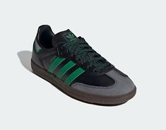 ad eBay - NEW Womens ADIDAS SAMBA OG Core Black Green Grey Six LEATHER Shoes AUTHENTIC - Buy Now, click the link (eBay) Adidas Green Leather Skate Shoes, Black Sneakers With Contrast Sole For Outdoor, Black Outdoor Sneakers With Contrast Sole, Leather Skate Shoes With Studded Rubber Outsoles For Sports, Leather Slip-on Skate Shoes For Sports, Adidas Green Leather Sneakers, Adidas Lace-up Sneakers With Studded Outsoles, Leather Adidas Skate Shoes, Adidas Leather Low-top Skate Shoes