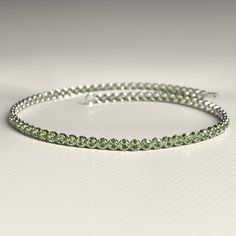 Peridot Tennis Bracelet in 14K/18K White Gold / August Birthstone Bracelet Stacked Wedding Rings, Birthstone Bracelet, August Birthstone, Valentines Day Gifts For Her, Handmade Christmas Gifts, Birthstone Bracelets, Band Bracelet, Engagement Rings Oval, August Birth Stone