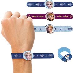 the frozen princess wristbands are designed to look like characters from disney's frozen world