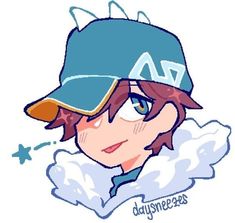 a drawing of a boy wearing a baseball cap