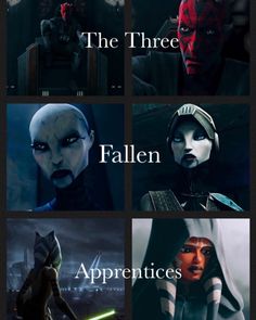 some star wars characters with different expressions on their faces and the words,'the three fallen