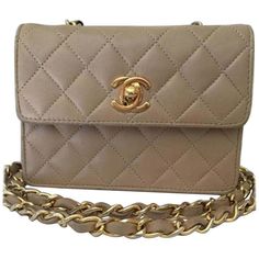 Chanel Classic Flap Micro Mini Beige Lambskin Leather Cross Body Bag For Sale at 1stDibs Chanel Handbags Classic, Navy Blue Bag, Chanel Crossbody, Chanel Brand, Vintage Crossbody Bag, Chanel Collection, Bags Messenger, Chanel Mini, Leather Cross Body Bag