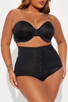 Available In Black And Nude. Super Strong Support - Powerful sculpting for maximum definition Shapewear Panty Hook And Eye Corset Waist Cincher Booty Padding For Shaping! Moderate Bottom Coverage Stretch Final Sale Main Fabric: 87% Polyester 13% Spandex Lining Fabric: 100% Cotton Imported | Giving Curves Waist Cinching Shapewear Panty in Black size Small by Fashion Nova Black Sculpting Bottoms With Built-in Shorts, Black Strapless Stretch Shapewear, Sculpting Black Bottoms With Built-in Shorts, High Waist Black Shapewear Pants, Black High Waist Shapewear Pants, Black High-waist Shapewear Pants, Black High Waist Shapewear With Contoured Waistband, Black Shapewear Bottoms With Contoured Waistband, Black Sculpting Bottoms With Smoothing Details