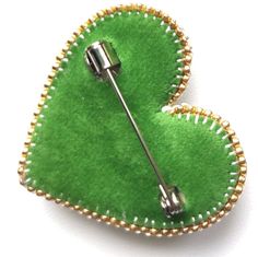 Heart-shaped Brooch For Valentine's Day Gift, Heart-shaped Brooches For Valentine's Day Gift, Heart-shaped Valentine's Day Brooch Pin, Heart-shaped Valentine's Day Pins, Heart-shaped Brooch Jewelry Gift, Green Beaded Brooches For Gift, Green Beaded Brooches As Gift, Handmade Heart Shaped Brooches For Valentine's Day, Handmade Heart Brooches For Valentine's Day