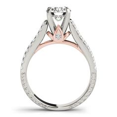 This romantic ring features 1/2 ctw. of radiant diamonds that reach down the band. A 0.012 ct. or larger round shape stone can be set with this ring. Elegant Single Diamond Ring For Proposal, Elegant Single Diamond Proposal Ring, Fine Jewelry Single Diamond Ring For Proposal, Elegant Solitaire Diamond Ring For Proposal, Timeless Round Band Diamond Ring For Proposal, Single Diamond Ring For Proposal, Timeless Diamond Ring With Round Band For Proposal, Marquise Cut White Gold Diamond Ring For Proposal, White Gold Round Band For Proposal