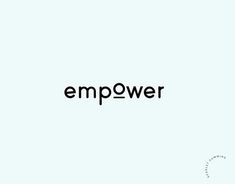 the empo power logo is shown in black and white on a light blue background