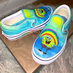 Vans Pride Spongebob Kids Sneakers Size Kids 12.0 (Brand New) When I Bought Them It Was For The Spring But My Kid Never Got Too Use Them They Grow Fast !!! Fun Yellow Slip-on Sneakers, Fun Blue Sneakers For School, Fun Slip-on Sneakers For Playtime, Fun Cartoon Print Sneakers With Round Toe, Playful Yellow Sneakers For Playtime, Yellow Round Toe Sneakers For School, Fun Multicolor Vans Sneakers, Cute Vans Sneakers For School, Cute Multicolor Sneakers For School