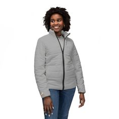 This custom puffer jacket features style and coziness in spades. Available in 7 sizes so to find that perfect fit, each jacket comes with two handy pouch pockets that feature zippered closures for extra practicality points. The stand-up collar and quilted lining add those final touches of style and insulation to this wardrobe staple.  .: Material: 100% polyester\n.: Padding lining material: 100% polyester cotton-like\n.: Medium fabric (7.75 oz /yd² (262 g/mn.: Black nylon zipper with polyester fabric\n.: Full front zipper closure\n.: Two side pockets\n.: Sewn in label\n.: White seam thread Black Nylon, Black Nylons, Dressage, Sew-in Labels, Puffer Jacket, Pocket Pouch, Front Zipper, Wardrobe Staples, Stand Up