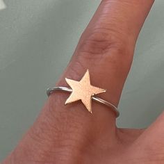 925 Sterling Silver & 14k Gold Filled Star Ring Size 5 Two Toned 5 Pointed Star Ring Made In Solid 925 Sterling Silver With A 14k Yellow Gold Filled (Not Plated) #Stackable #Minimalist #Jewelry #Boho #Bohemian #Handcrafted #Trending Sterling Silver Star Of David Ring Gift, Nickel-free Sterling Silver Star Ring, Star Charm Ring Jewelry Gift, Sterling Silver Star-shaped Rings, Gold Starburst Ring As A Gift, Nickel-free White Gold Star Jewelry, Nickel-free Star-shaped White Gold Jewelry, Star-shaped 925 Sterling Silver Rings For Gifts, Sterling Silver Starburst Jewelry For Anniversary