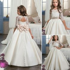 Childrens Bridesmaid Dresses, Simple Flower Girl Dresses, Flower Girl Dresses Floor Length, Birthday Gowns, Girls Boutique Dresses, Flower Girl Outfits, Flower Girls Dresses, Girls Communion Dresses, Satin Flower Girl Dress