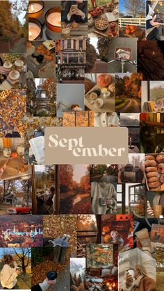 a collage of pictures with autumn colors