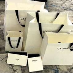 All 100% Original Celine Two. Giant Bags. 20” X 20” X 10” One Medium Bag 16” X 16” X 8” One Small Bag 10” X 8” X 5” One Box 9” X 2” X 5” One Box 6.5“ X 6.5“ X 3“. Also, Together All 100% Real Modern White Box Bag For Gift, Designer White Box Bag With Large Capacity, Luxury Everyday Gift Bag, Designer White Bags As Gifts, White Large Capacity Box Bag For Shopping, Designer White Bags For Gifts, White Classic Box Bag For Shopping, Classic White Box Bag For Shopping, Modern White Bag For Gift