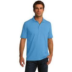 Port & Company Tall Core Blend Jersey Knit Polo. With an easy-to-care-for blend and a soil-release finish, this comfortable polo is a real value. 5.5-ounce, 50/50 cotton/poly Made with up to 5% recycled polyester from plastic bottles Soil-release finish 1x1 rib knit collar and cuffs 3-button placket with dyed-to-match buttons Double-needle hem Due to the nature of 50/50 cotton/polyester neon fabrics, special care must be taken throughout the printing process. Big And Tall Polo Shirts, Knit Polo Shirt, Knit Polo, Big Clothes, Clothing Co