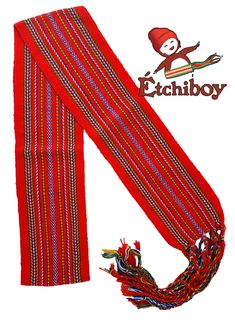 a red scarf with an image of a monkey on the front and bottom of it