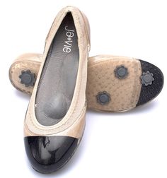 Black Cap / Nude Beige Flats Beige Slip-on Flats With Rubber Sole, Black Slip-on Ballet Flats With Closed Toe, Womens Dress Flats, Black Closed-toe Ballet Flats With Cushioned Footbed, Black Slip-on Ballet Flats With Leather Sole, Black Slip-on Ballet Flats With Branded Insole, Beige Flats, Jelly Flats, Striped Flats