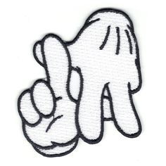 an embroidered patch with the letter a in it's middle finger pointing at something