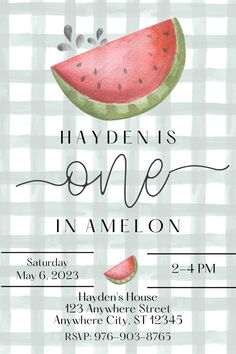 One In A Melon First Birthday-One In A Melon First Birthday Invitation-Watermelon Birthday Invite-Watermelon Birthday Invitation Template-Watermelon Birthday Invitation Card-Watermelon Birthday Invitations Diy-Watermelon First Birthday Invitations-One In A Melon Birthday-One In A Melon Birthday Theme-One In A Melon Birthday Ideas-One In A Melon Birthday Party Ideas-One In A Melon Birthday Party-First Birthday Themes-First Birthday Party-First Birthday Invitation Template Watermelon Birthday Party Theme, Happy Birthday Cards Diy, Birthday Invitations Diy, Baby Girl 1st Birthday, 1st Birthday Party Themes