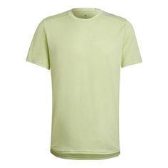 Men's adidas Solid Color Logo Sports Round Neck Short Sleeve Acid Green T-Shirt HC9829 Adidas Sportswear T-shirt For Gym, Sportswear T-shirt With Three Stripes For Workout, Workout T-shirt With Adidas Branding, Adidas Green Sportswear Top, Adidas Logo Athletic Fit Short Sleeve Activewear, Adidas Three Stripes Workout T-shirt, Adidas Activewear With Athletic Fit And Short Sleeve, Adidas Logo T-shirt For Workout, Green Athleisure Tops With Three Stripes Branding