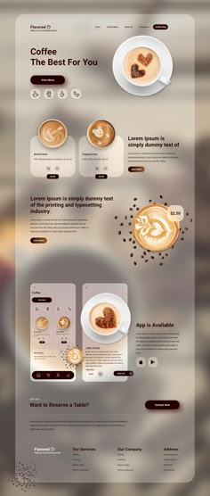 the website is designed to look like it could be used for coffee and other beverages