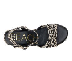 Vegan Jute Espadrille upper, Slingback & adjustable buckle ankle straps,3\ espadrille wrapped demi wedge / platform, Open round toe, Lightly padded footbed, Man made outsole, Mutli-strap toe vamp strap design | Women's Beach by Matisse Mykonos Platform Wedge Sandals in Black Size 8 Adjustable Cushioned Wedge Sandals For Beach Season, Adjustable Ankle Strap Wedge Sandals For Vacation, Adjustable Synthetic Espadrilles For Beach Season, Adjustable Buckle Wedge Sandals For Vacation, Adjustable Buckle Closure Wedge Sandals For Vacation, Adjustable Wedge Heel Sandals For Beach, Beach Sandals With Buckle Closure And Wedge Heel, Beach Sandals With Wedge Heel And Buckle Closure, Beach Wedge Heel Sandals With Heel Strap