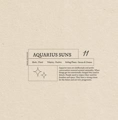 an image of the aquarius suns logo in black and white on a beige background