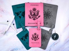 🎁 GREAT HONEYMOON GIFT - Perfect for any traveler men, women or couples. Free laser engraving - NO EXTRA COST. ✂️ MATERIAL - Passport covers and Luggage Tags are made from scratch-resistant faux leather with a beautiful quality engraving that makes  travel more fun. We wanted to create a passport holder and tag that would last you for a lifetime. This richly textured, synthetic material is water-resistant, easy to clean and durable enough for the rigors of daily use. The high-quality workmanshi Honeymoon Gift, William Black, Honeymoon Gifts, Overseas Travel, Travel More, Couple Items, Passport Cover, Luggage Tag, Travel Gifts