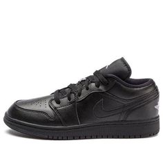 (GS) Air Jordan 1 Low 'Black' 553560-006 (AJ1/SNKR/Retro/Low Top/Basketball/Wear-resistant/Shock-absorbing) Leather Basketball Shoes For Streetwear, Classic Jordan Sports Shoes With Round Toe, Black Breathable Low-top Skate Shoes, Black Jordan Lace-up Shoes For Streetwear, Classic Black Basketball Shoes For Streetwear, Black Breathable Lace-up Jordan Shoes, Classic Black Low-top Jordan Shoes, Classic Black Basketball Shoes With Boost Midsole, Black Low-top Skate Shoes For Training