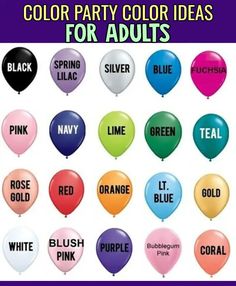 balloons with different colors and words on them