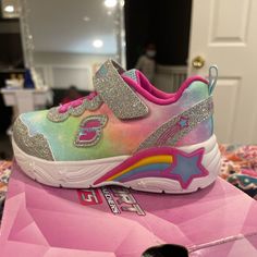 Brand New Size 8c . Light Up Sneakers Multicolor Closed Toe Synthetic Sneakers, Multicolor Synthetic Closed Toe Sneakers, Cute Closed Toe Synthetic Sneakers, Cute Multicolor Round Toe Sneakers, Shoes Skechers, Light Up Sneakers, Rainbow Shoes, Skechers Shoes, Kids Shoes