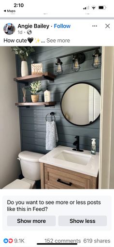 the bathroom is decorated in gray and white