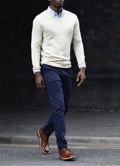 Navy Chinos Men Outfits, Navy Blue And Cream Outfit, Cream Outfit Men, Navy Chinos Men, Blue Chinos Men, Chinos Men, 50 Plus Fashion, Cream Outfit