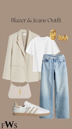 Clothing Looks For Women, Pinterest Spring Outfits, Cream And Denim Outfits, Denver Spring Outfits, Light Jeans Work Outfit, White Jeans Style, Cute Casual Work Outfits Summer, White Wide Jeans Outfit, Outfit Jean Large