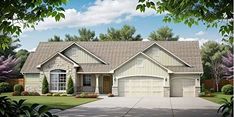 this is an artist's rendering of the front elevation of these homeplans