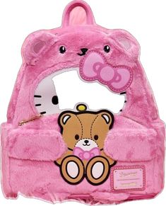 Harajuku Style Pink Bag For Cosplay, Pink Kawaii Hello Kitty Backpack, Bear Hoodie Outfit, Hello Kitty Teddy Bear, Hello Kitty Teddy, Disney Princess Stories, Hogwarts Tattoo, Mickey Backpack, Pokemon Eevee Evolutions