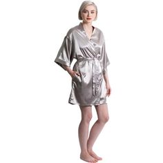 Lightweight silky smooth robe. These robes are built to last, so they act as great gifts and are very popular options for weddings/bridesmaids. These robes are awesome to snuggle up with at home after a long day or look cute in for photoshoots. These silky smooth robes are crafted of a premium blend of 95% Polyester, 5% Spandex fabric which makes them very durable and easy to maintain. Care instructions are a piece of cake, you can throw these robes in the wash on cold and tumble dry on low. Siz Satin V-neck Robe For Daywear, Satin V-neck Daywear Robe, Satin Kimono, Polyester Satin, Above Knee, Piece Of Cakes, Blue Shorts, Spandex Fabric, Wedding Bridesmaids