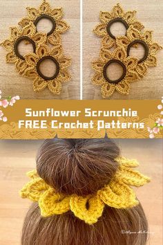 the sunflower scrunchia free crochet pattern