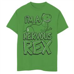 a green t - shirt that says i'm a nervous rex