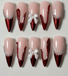 #nailideas #nailinspiration Red Nails Design Classy, Red 3d Nails, Maroon Gel Nails, Noel Nail Art, Maroon Nails Design, Nail Maroon, Nail Art Maroon, 4d Nail Art, Classy Red Nails