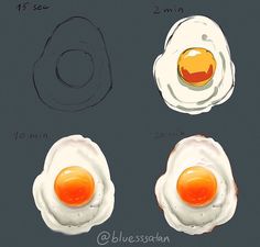 three different types of eggs are shown in this drawing