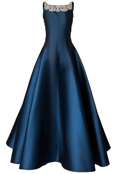 CAROLINA HERRERA-Embroidered Sleeveless Bateau Neck Gown- Court Presentation Gown, Navy Blue Ballgown, Midnight Blue Gown Evening Dresses, Made Of Honour, Mikado Gown, Blue Gowns, Ethereal Gown, Carolina Herrera Gown, Masquerade Ball Gown