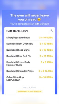 an app showing the number of workouts and how to use it